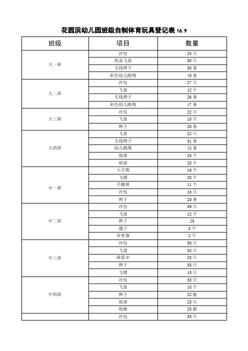 5.班级自制体育玩具登记表