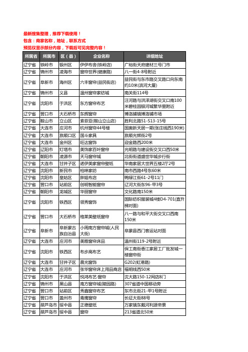 新版辽宁省窗帘企业公司商家户名录单联系方式地址大全935家