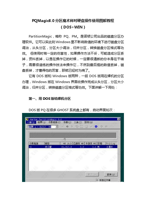 PQMagic8.0分区魔术师对硬盘操作使用图解教程（DOS+WIN）