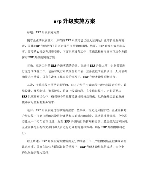 erp升级实施方案