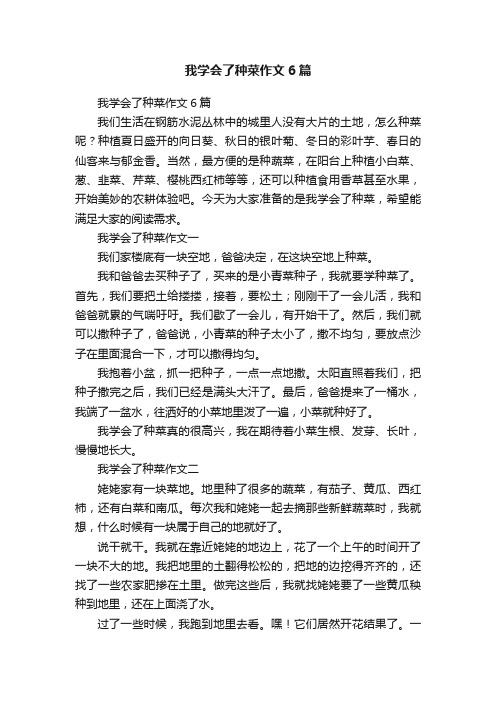 我学会了种菜作文6篇