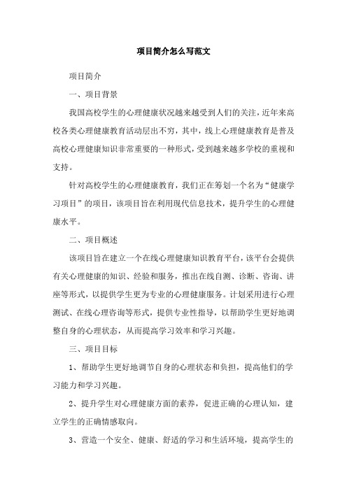 项目简介怎么写范文