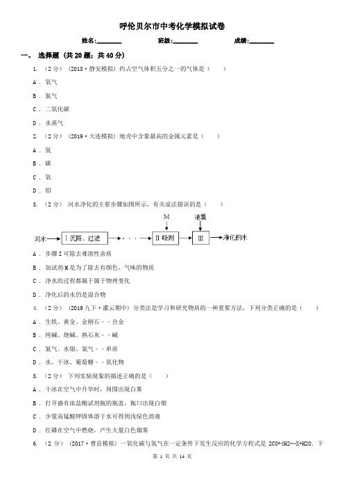 呼伦贝尔市中考化学模拟试卷