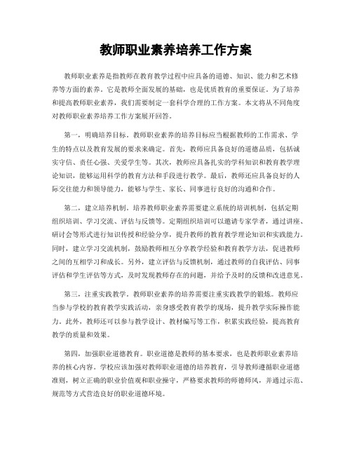 教师职业素养培养工作方案