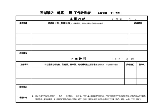 周月工作计划表格