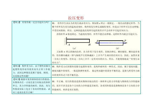 【例1】 有变形就一定会引起应力吗？