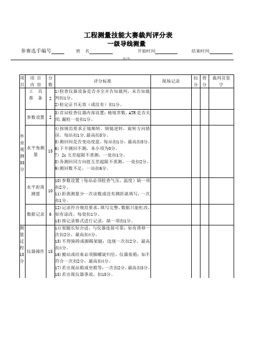 一级导线测量评分细则