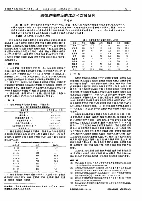 恶性肿瘤防治的难点和对策研究