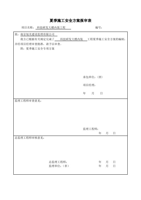 环境卫生管理方案报审表