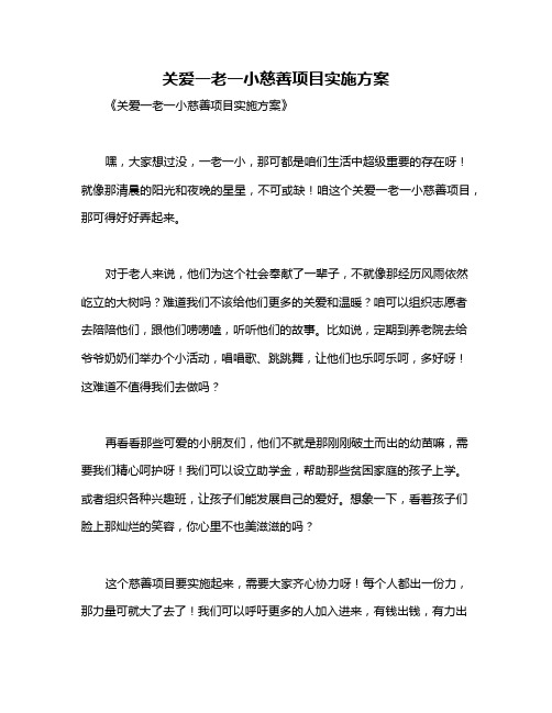 关爱一老一小慈善项目实施方案