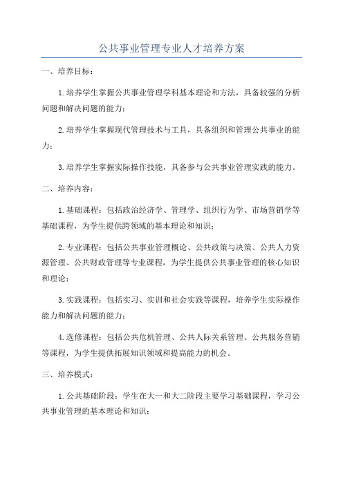 公共事业管理专业人才培养方案