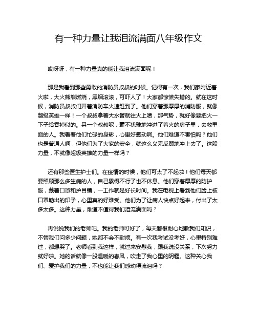 有一种力量让我泪流满面八年级作文