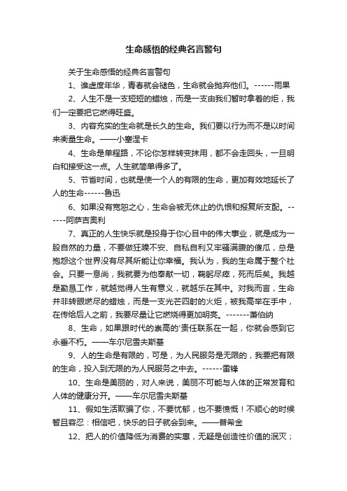 关于生命感悟的经典名言警句