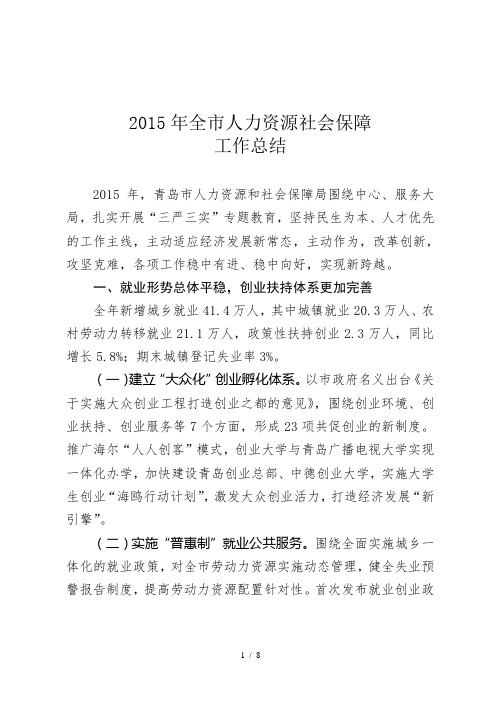 2015年全人力资源社会保障