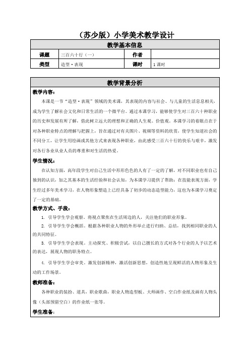 苏少版)小学六年级下册美术教学设计  三百六十行