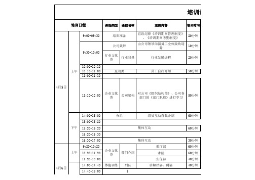 员工培训课程表