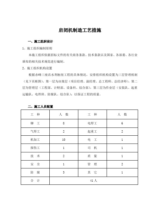 启闭机制造工艺措施