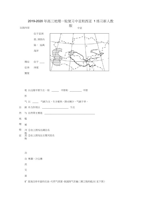 2019-2020年高三地理一轮复习中亚和西亚1练习新人教版