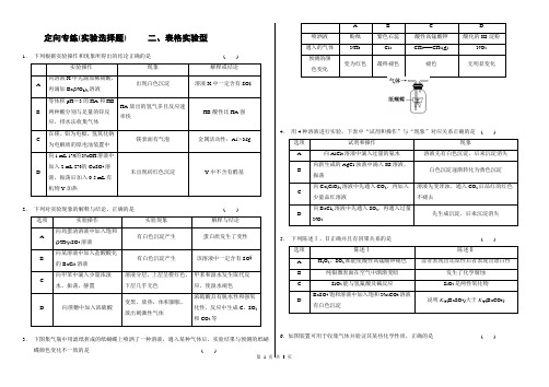 高三化学三轮复习表格实验