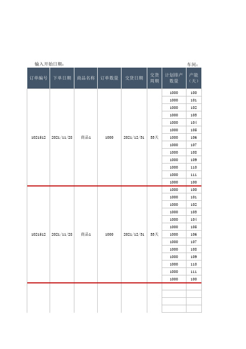 玩具生产工序自动排产表Excel模板