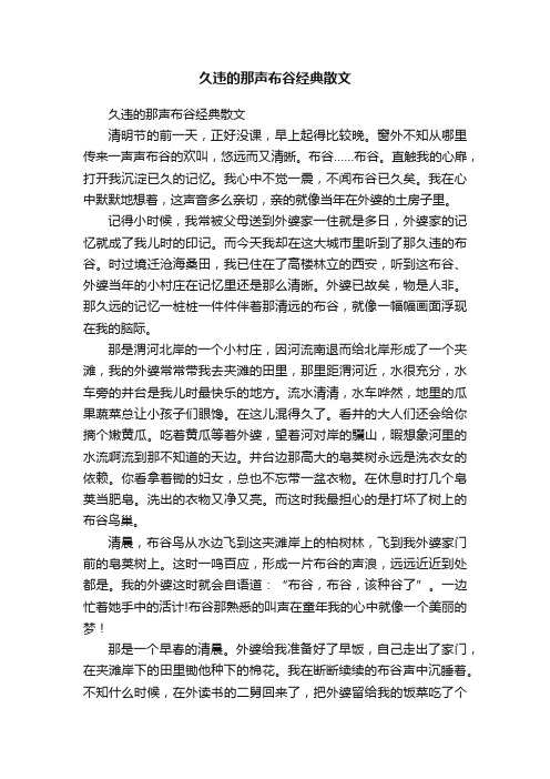 久违的那声布谷经典散文