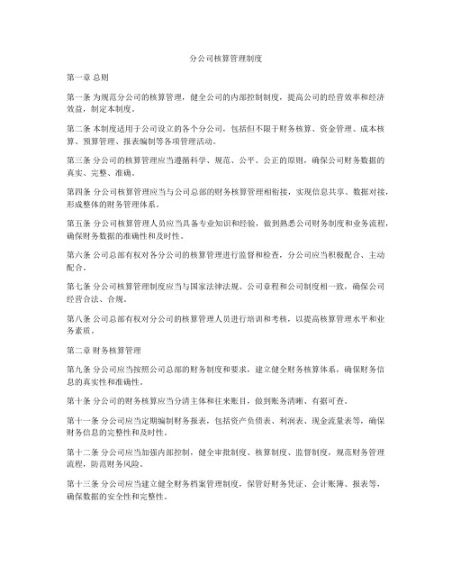 分公司核算管理制度