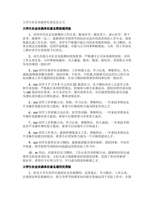 大学生社会实践单位意见怎么写