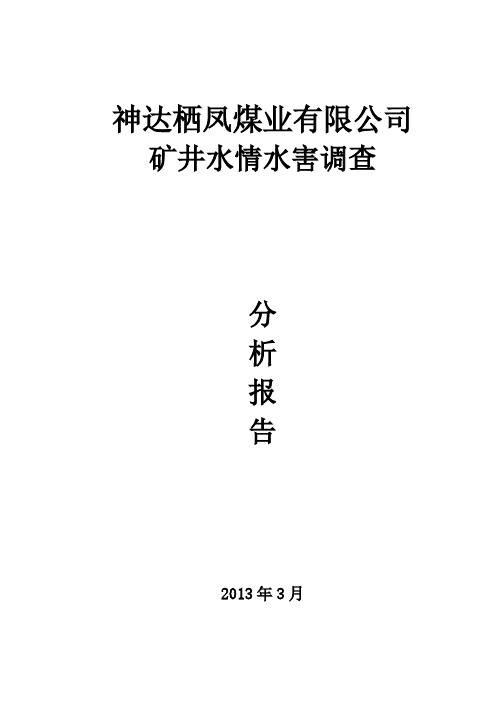 矿井水情水害调查分析报告