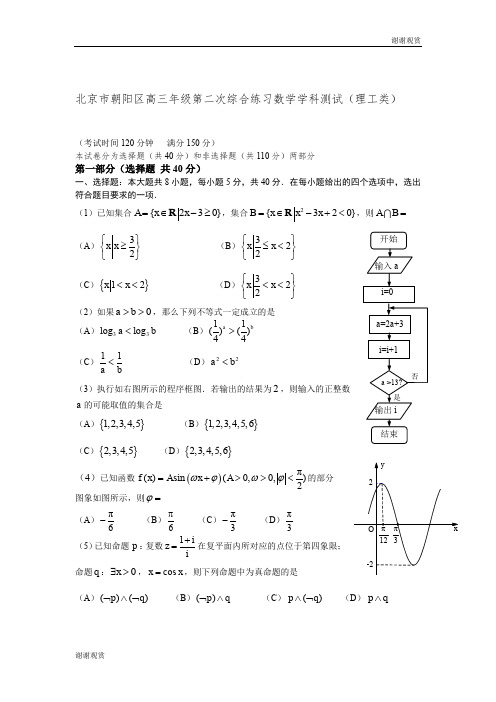 北京市朝阳区高三年级第二次综合练习数学学科测试.doc