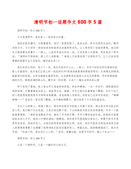 清明节初一话题作文800字5篇