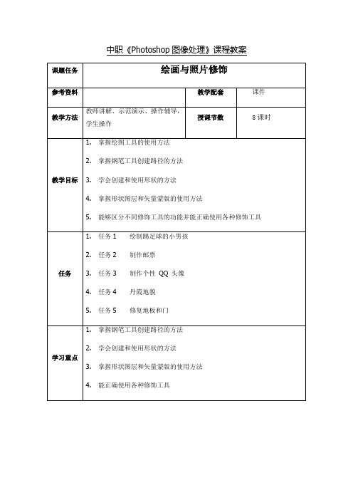 中职Photoshop图像处理课程教案4绘画与照片修饰