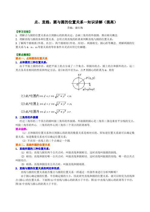 点、直线、圆与圆的位置关系—知识讲解(提高)