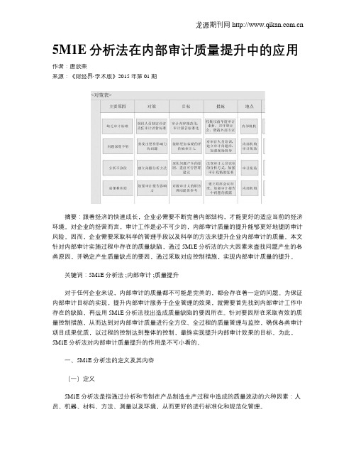 5M1E分析法在内部审计质量提升中的应用