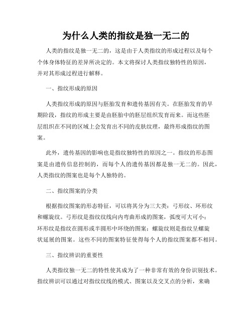 为什么人类的指纹是独一无二的