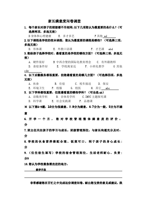 家长满意度问卷调查(9)