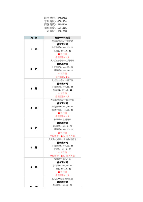 大庆公交线路