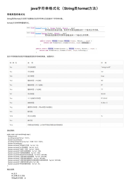 java字符串格式化（String类format方法）