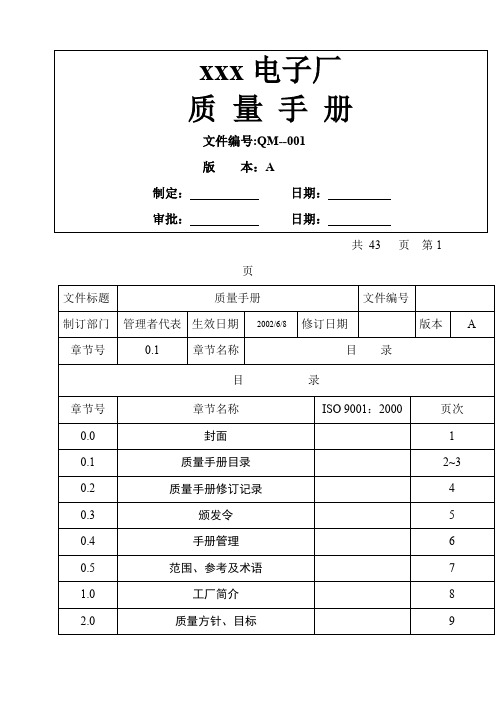 电子厂质量手册