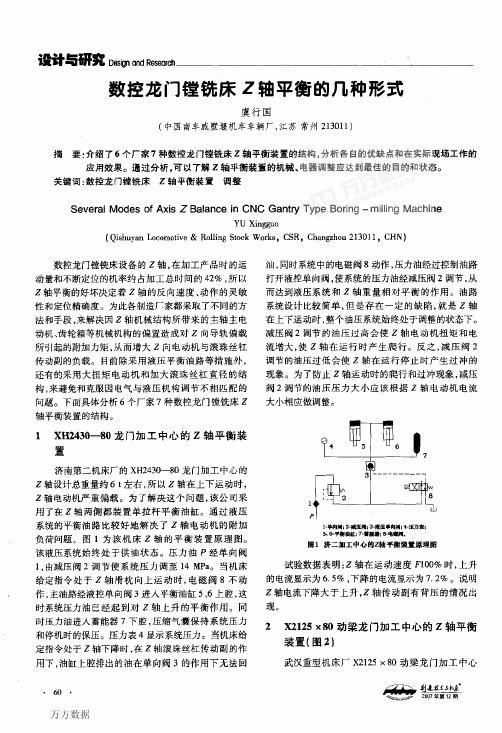 数控龙门镗铣床Z轴平衡的几种形式