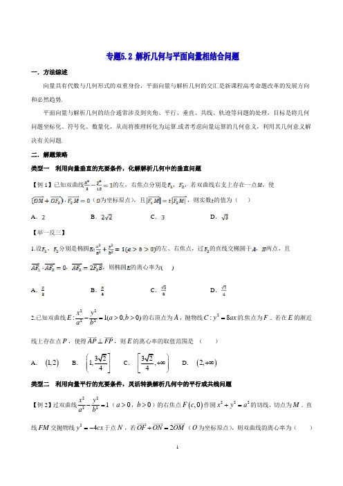 专题5.2 解析几何与平面向量相结合问题