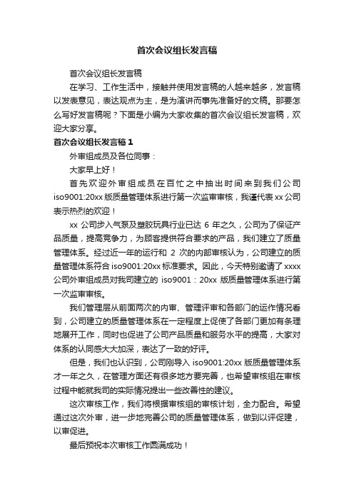 首次会议组长发言稿