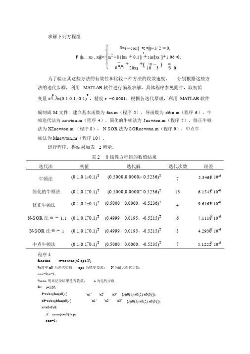 非线性方程的数值解法例题及程序