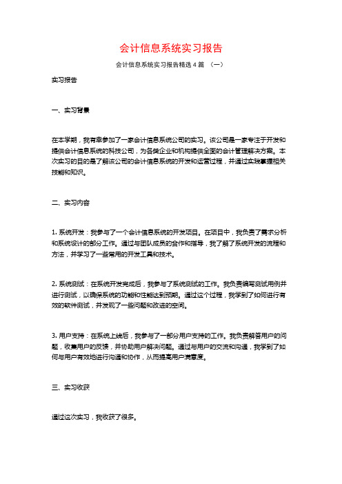 会计信息系统实习报告4篇