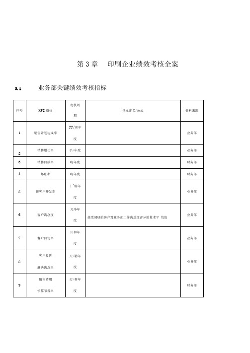 印刷企业绩效考核方案