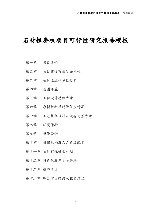 石材粗磨机项目可行性研究报告模板