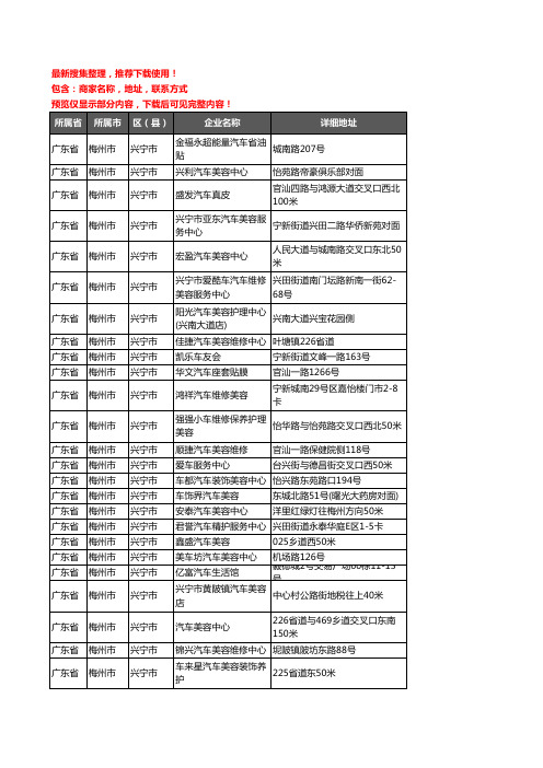 新版广东省梅州市兴宁市汽车装具企业公司商家户名录单联系方式地址大全110家