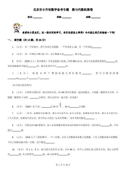 北京市小升初数学备考专题  数与代数拓展卷