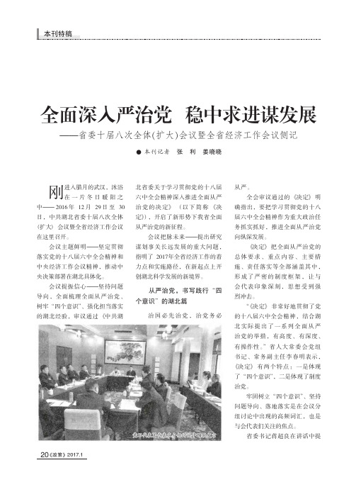 全面深入严治党 稳中求进谋发展——省委十届八次全体(扩大)会议暨
