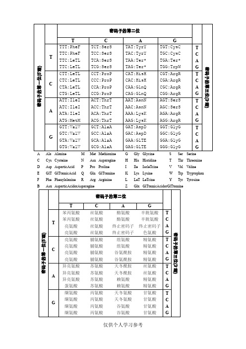 密码子表08803