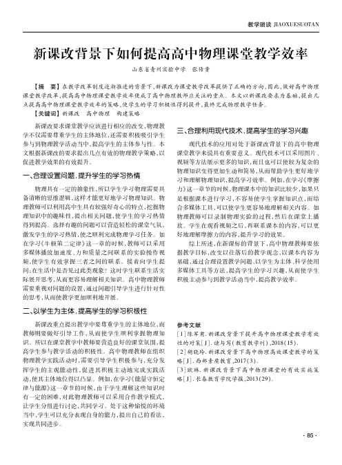 新课改背景下如何提高高中物理课堂教学效率